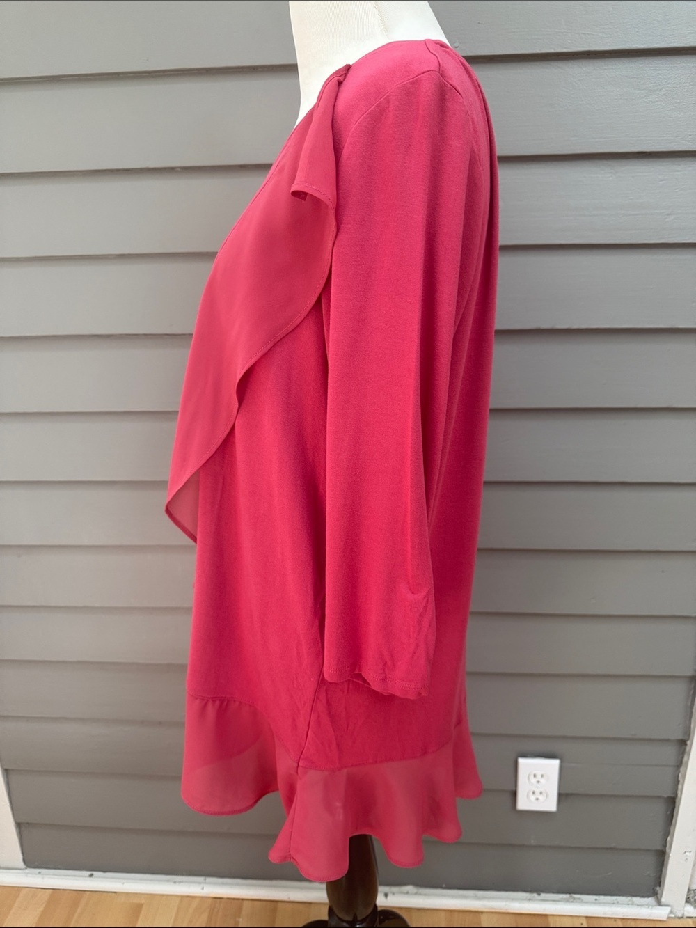 Ruby Ribbon Flounce Flutter Ruffled Red/Pink Tunic Top Medium - Picture 3 of 7